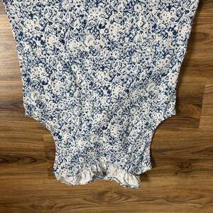 Free People Intimately FP Kaya Printed Floral Bodysuit Blue Ivory